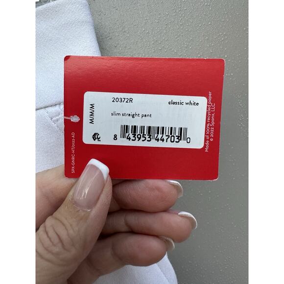 Spanx The Perfect Pant Slim Straight Pull On White Stretch Size M Travel CLASSIC - Picture 12 of 16